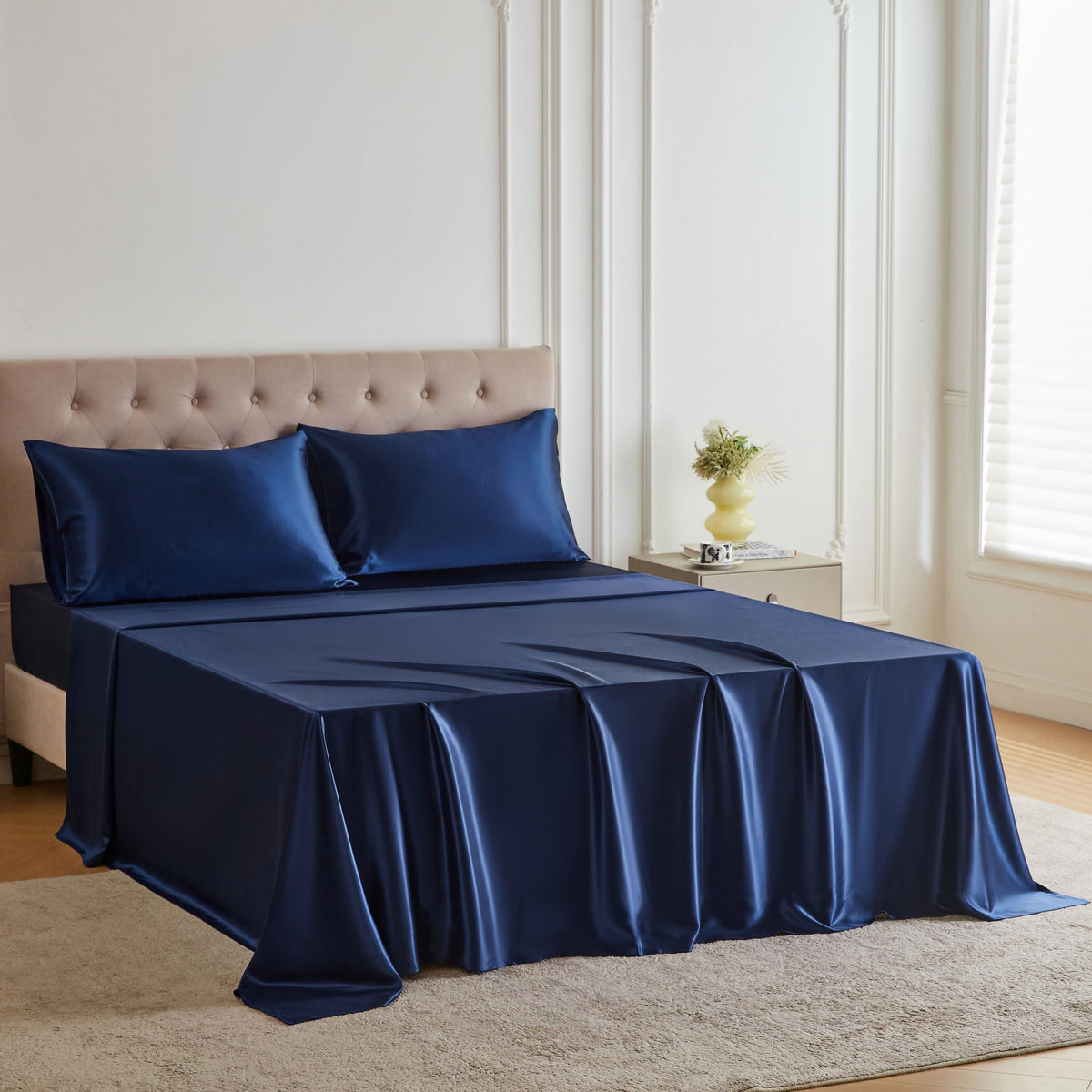 Mulberry Park Silks 30 Momme Silk Sheet Set - Navy