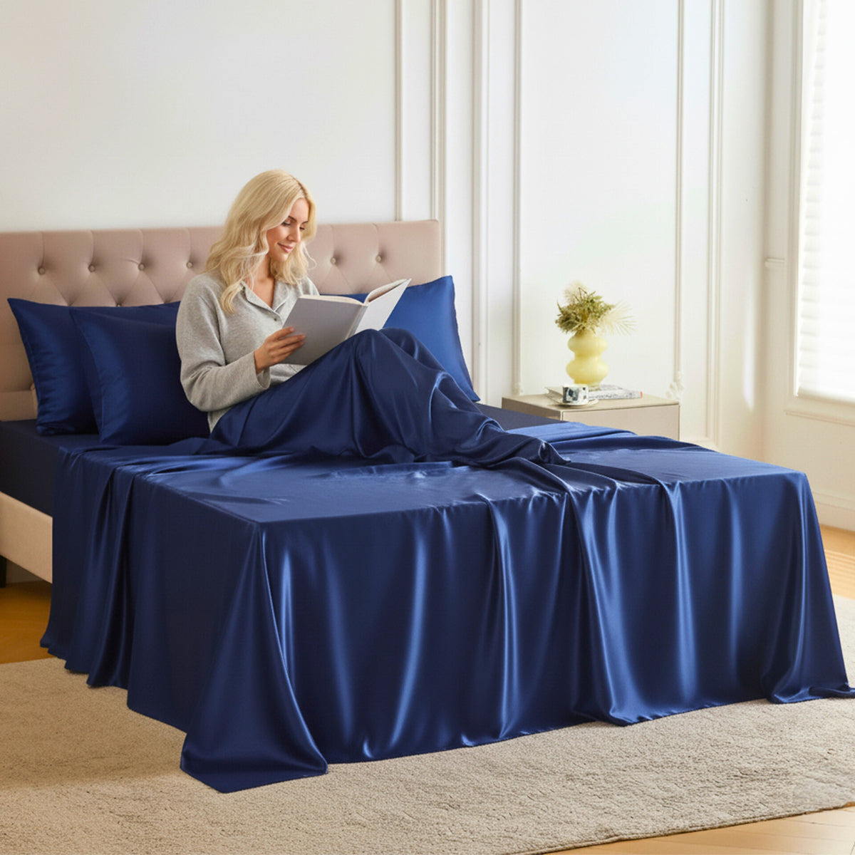 Mulberry Park Silks 30 Momme Silk Sheet Set - Navy