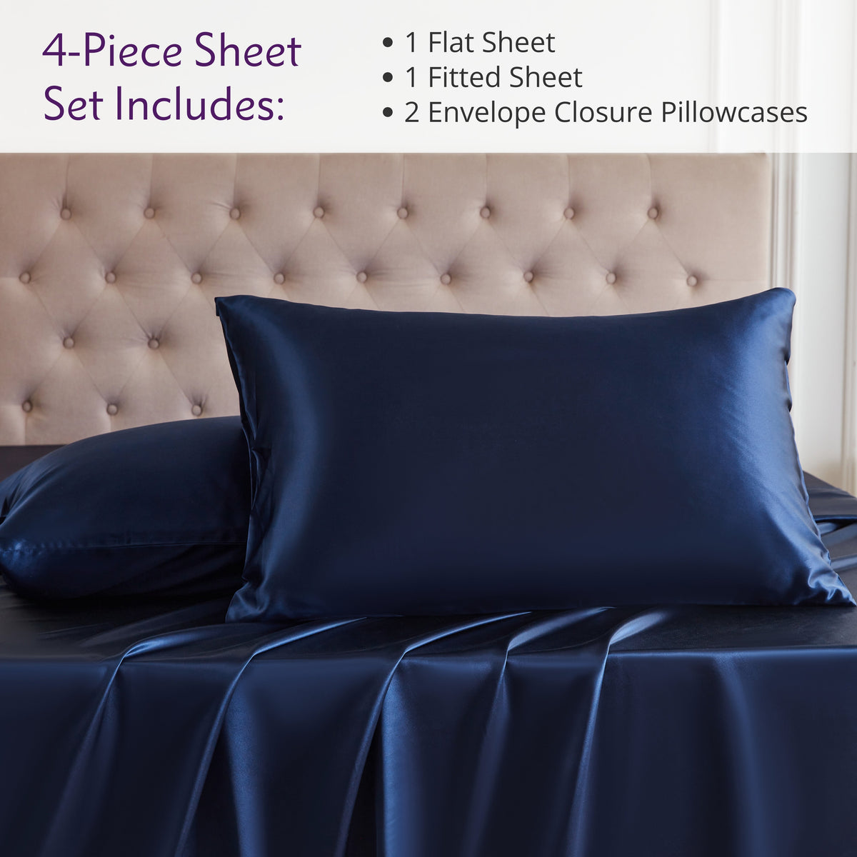 Mulberry Park Silks 30 Momme Silk Sheet Set - Navy