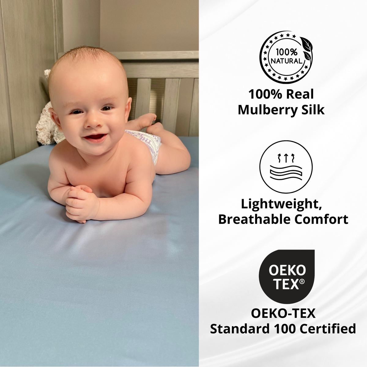 Mulberry Park Silks 19 Momme Silk Crib Sheet - Goodnight Green