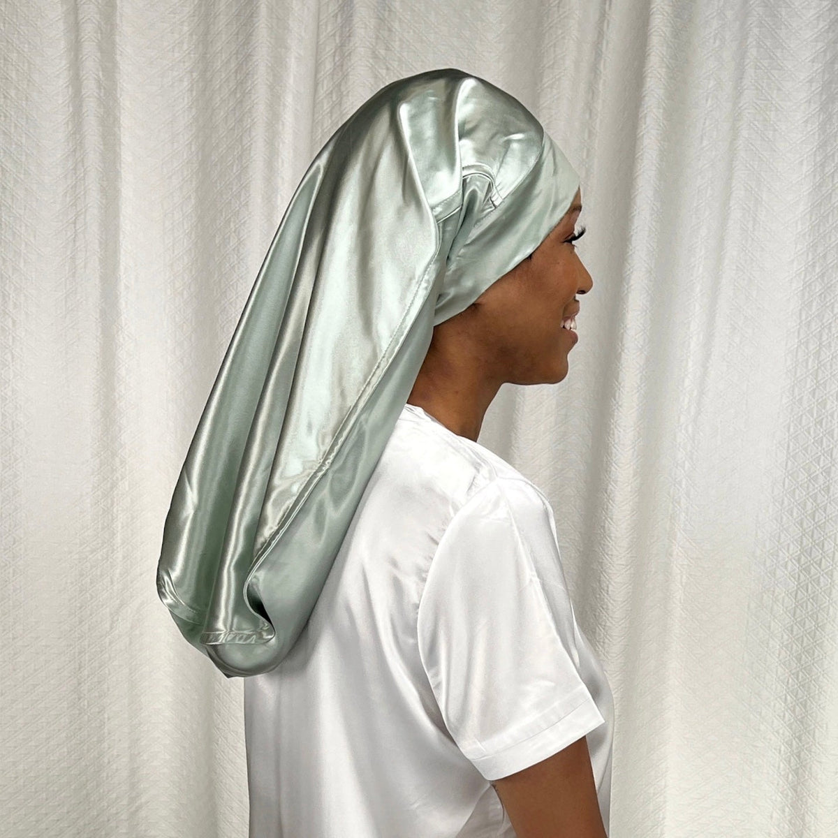 Mulberry Park Silks Long Hair Reversible Bonnet - Sage
