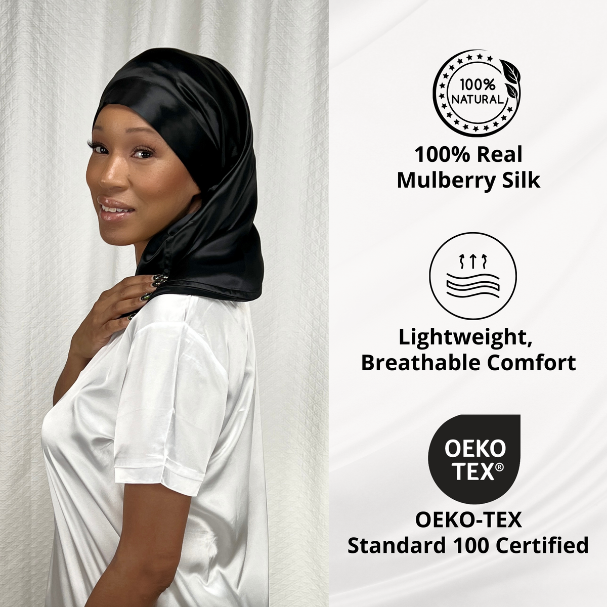 Mulberry Park Silks Long Hair Reversible Bonnet - Ivory