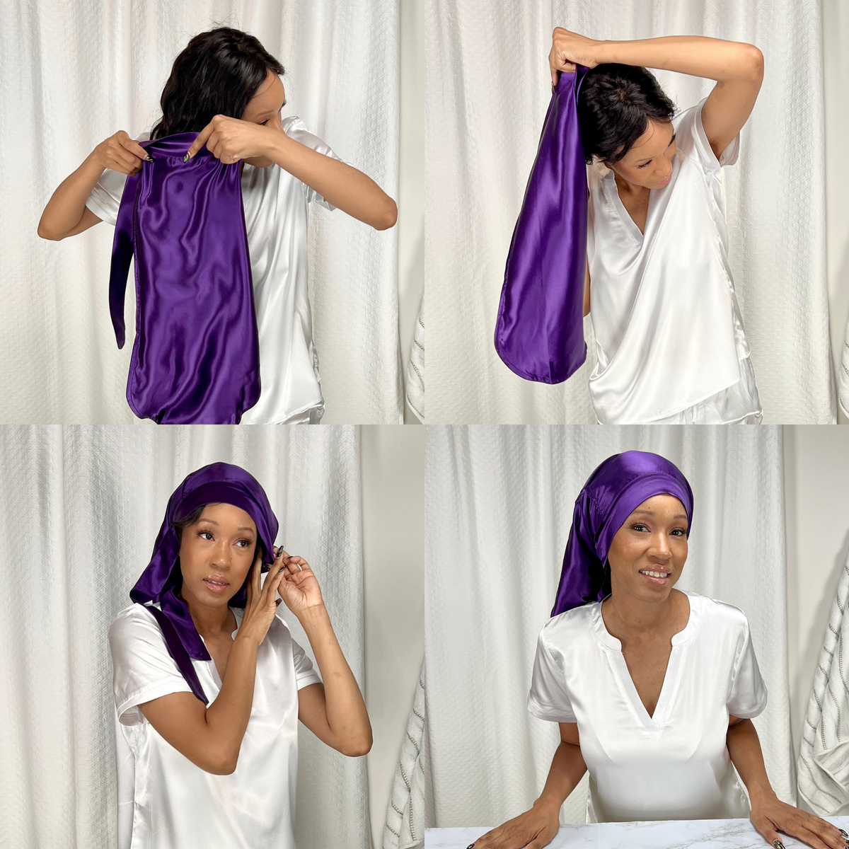 Mulberry Park Silks Long Hair Reversible Bonnet - Plum