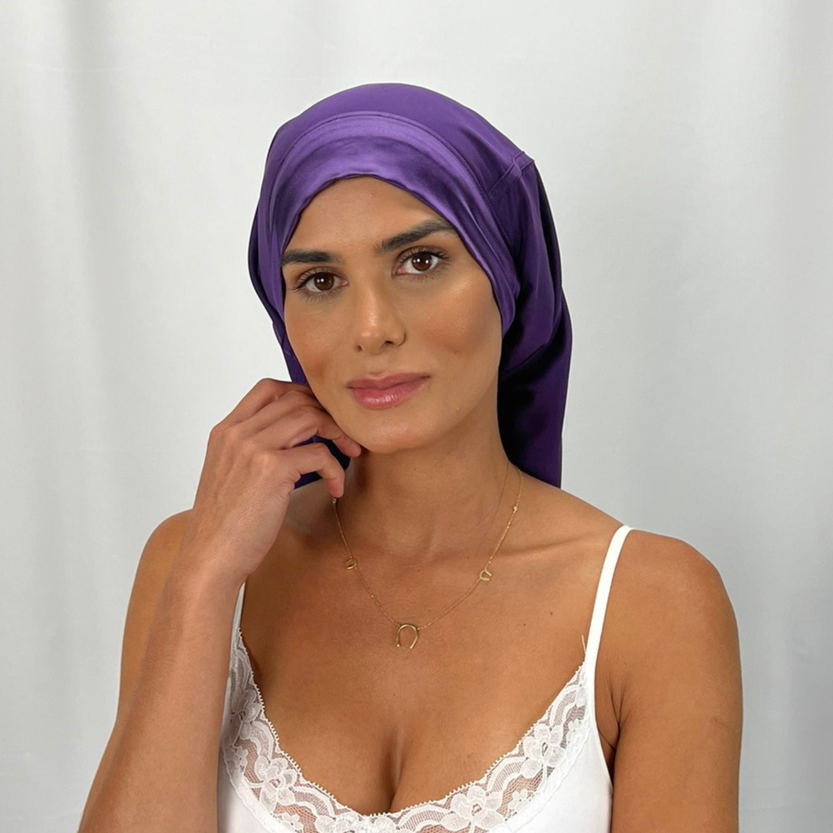 Mulberry Park Silks Long Hair Reversible Bonnet - Plum