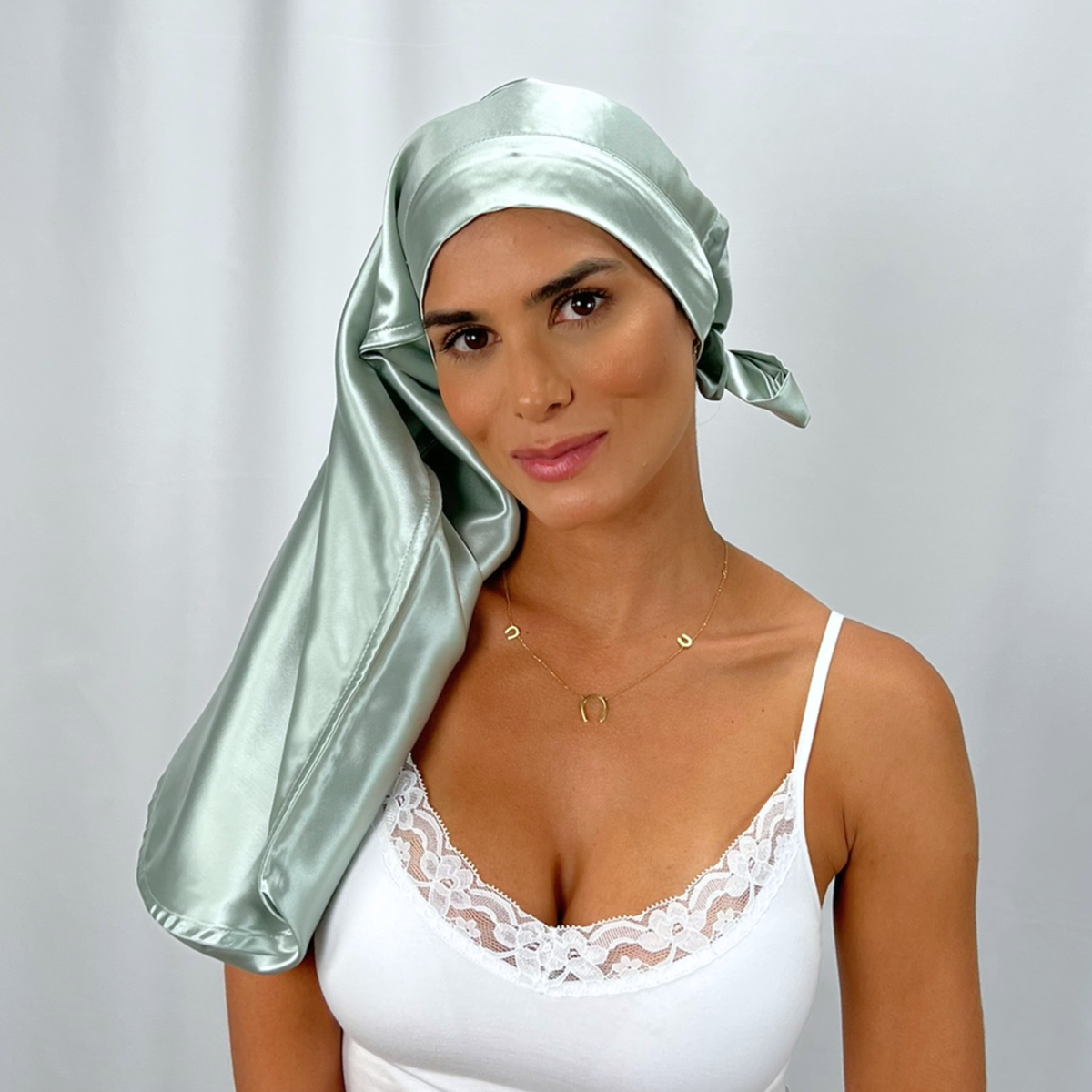 Mulberry Park Silks Long Hair Reversible Bonnet - Sage