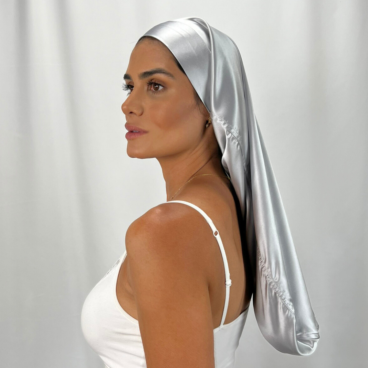 Mulberry Park Silks Long Hair Reversible Bonnet - Silver