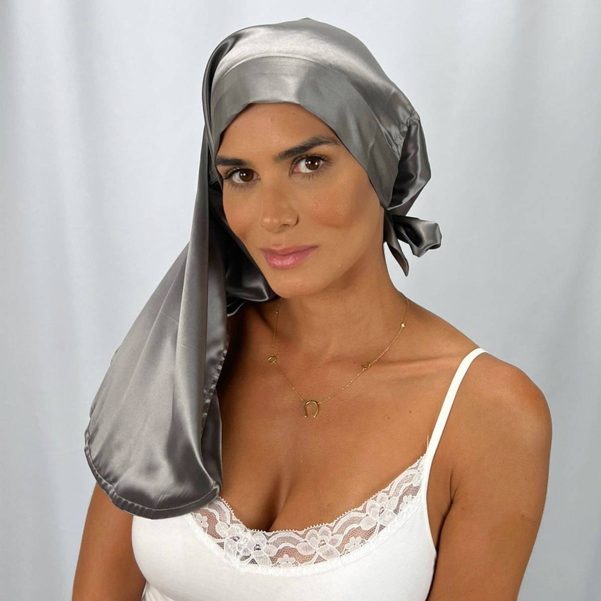 Mulberry Park Silks Long Hair Reversible Bonnet - Gunmetal