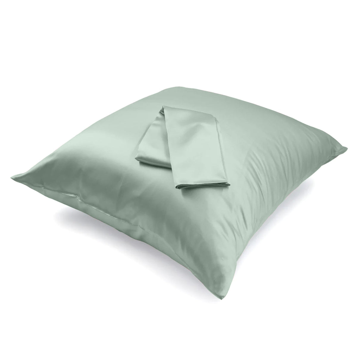 Mulberry silk Euro sham pillowcase folded on a pillow, showing fabric texture and craftsmanship