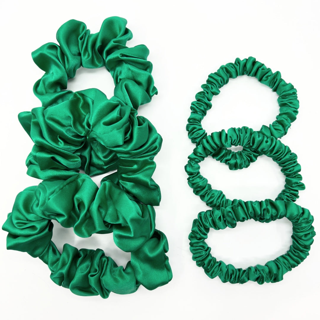 Mulberry Park Silks Pure Silk Scrunchies - Emerald Green