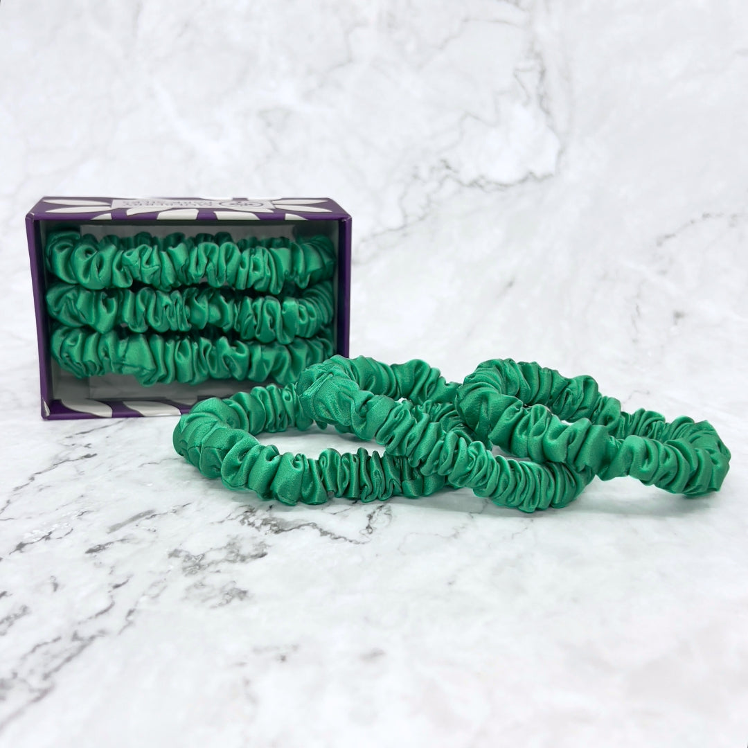 Mulberry Park Silks Pure Silk Scrunchies - Emerald Green