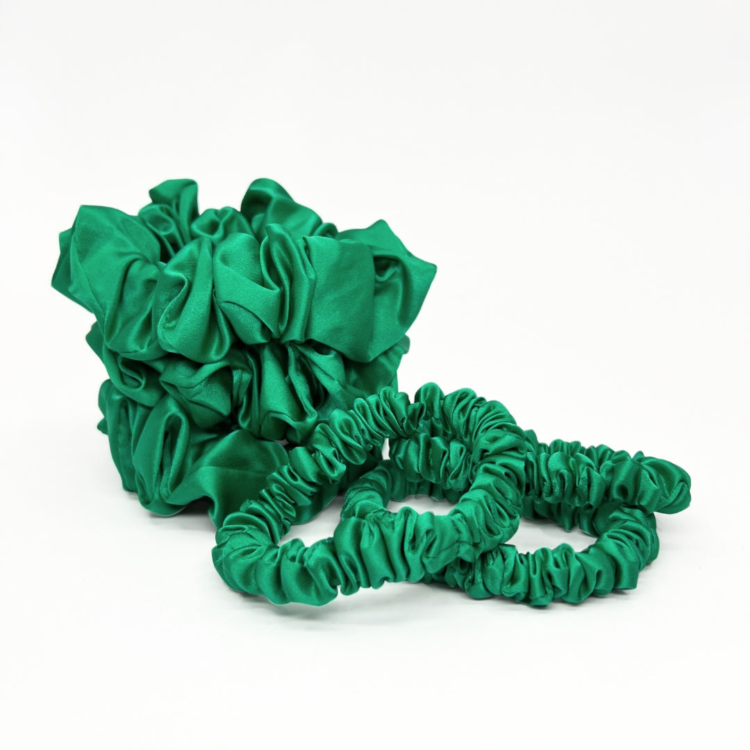 Mulberry Park Silks Pure Silk Scrunchies - Emerald Green