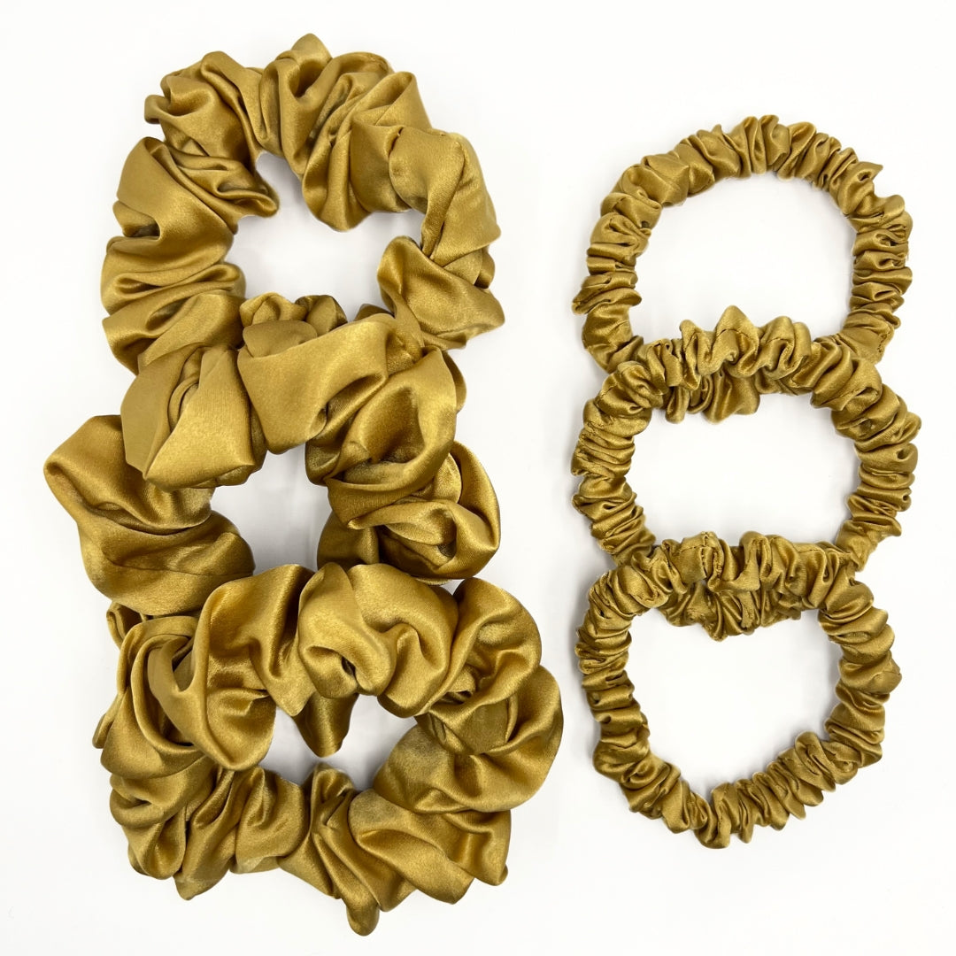 Mulberry Park Silks Pure Silk Scrunchies - Gold