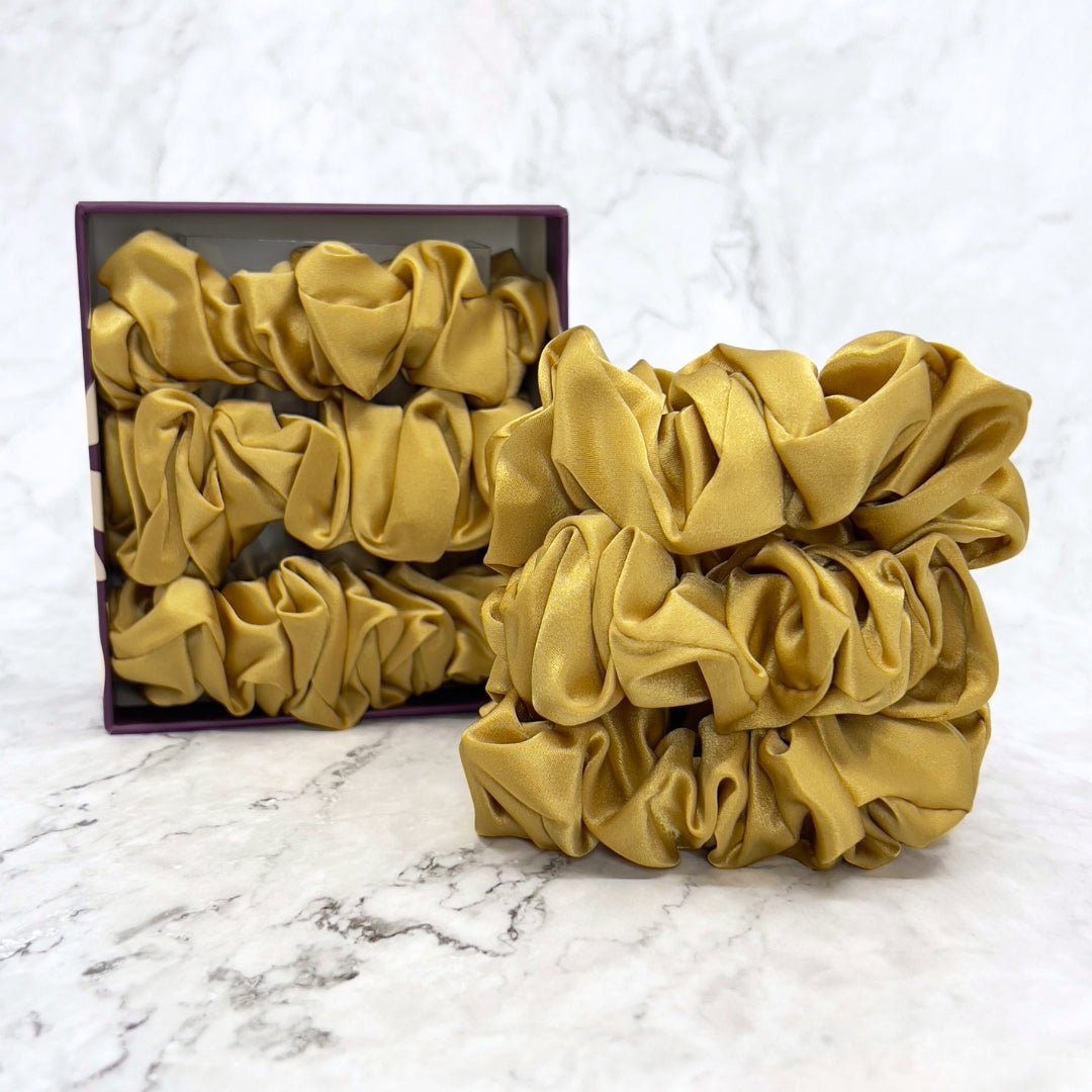 Mulberry Park Silks Pure Silk Scrunchies - Gold