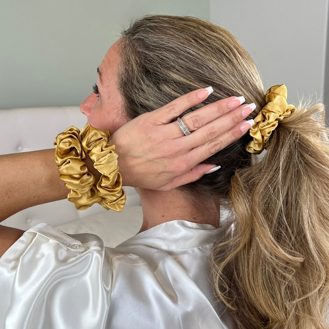 Mulberry Park Silks Pure Silk Scrunchies - Gold