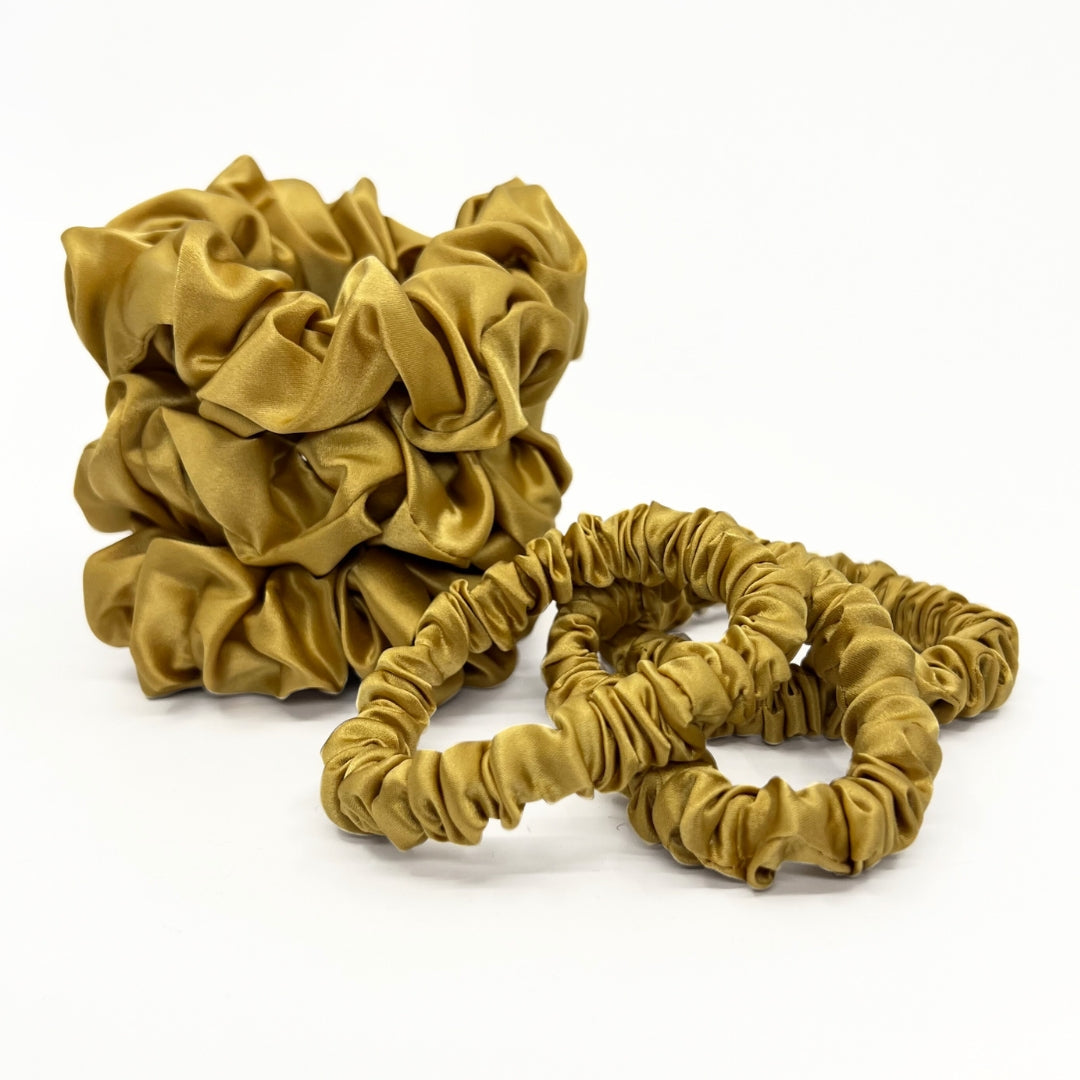Mulberry Park Silks Pure Silk Scrunchies - Gold