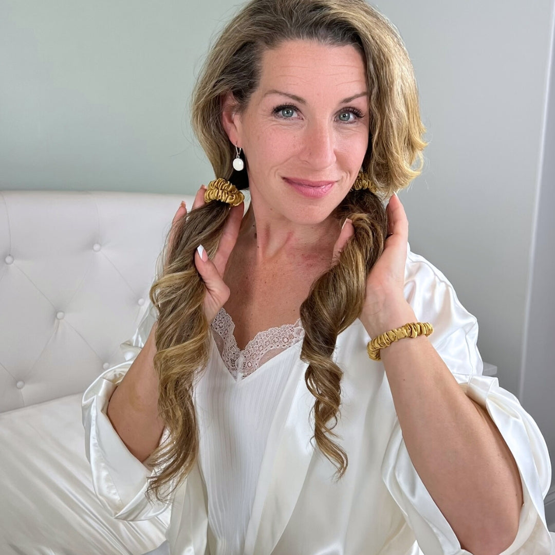 Mulberry Park Silks Pure Silk Scrunchies - Gold