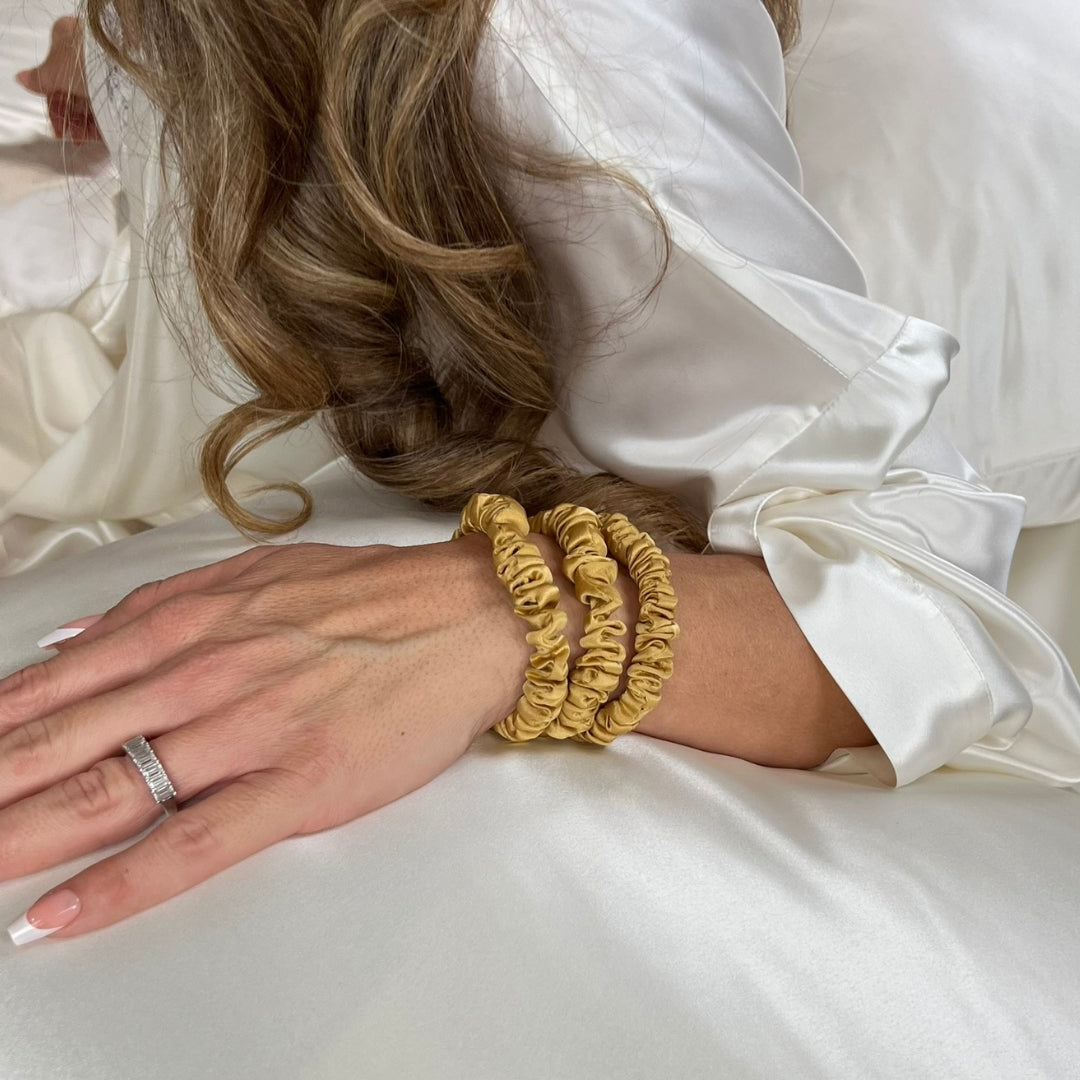 Mulberry Park Silks Pure Silk Scrunchies - Gold