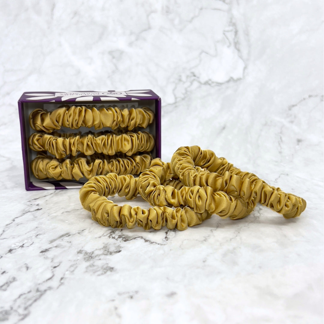 Mulberry Park Silks Pure Silk Scrunchies - Gold