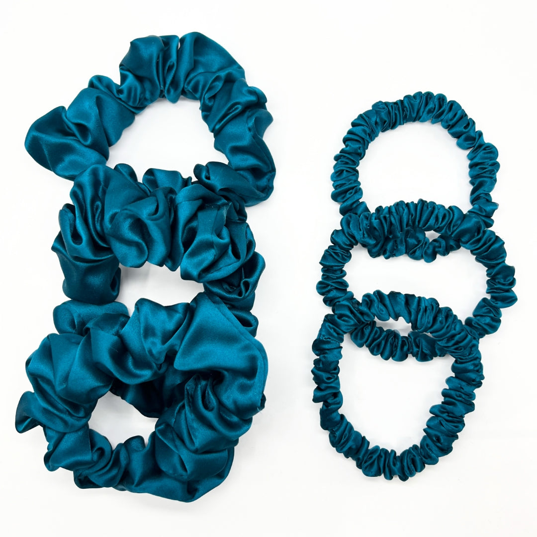 Mulberry Park Silks Pure Silk Scrunchies - Marina Blue