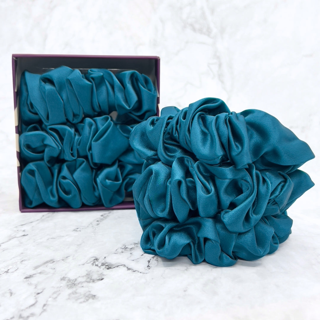 Mulberry Park Silks Pure Silk Scrunchies - Marina Blue