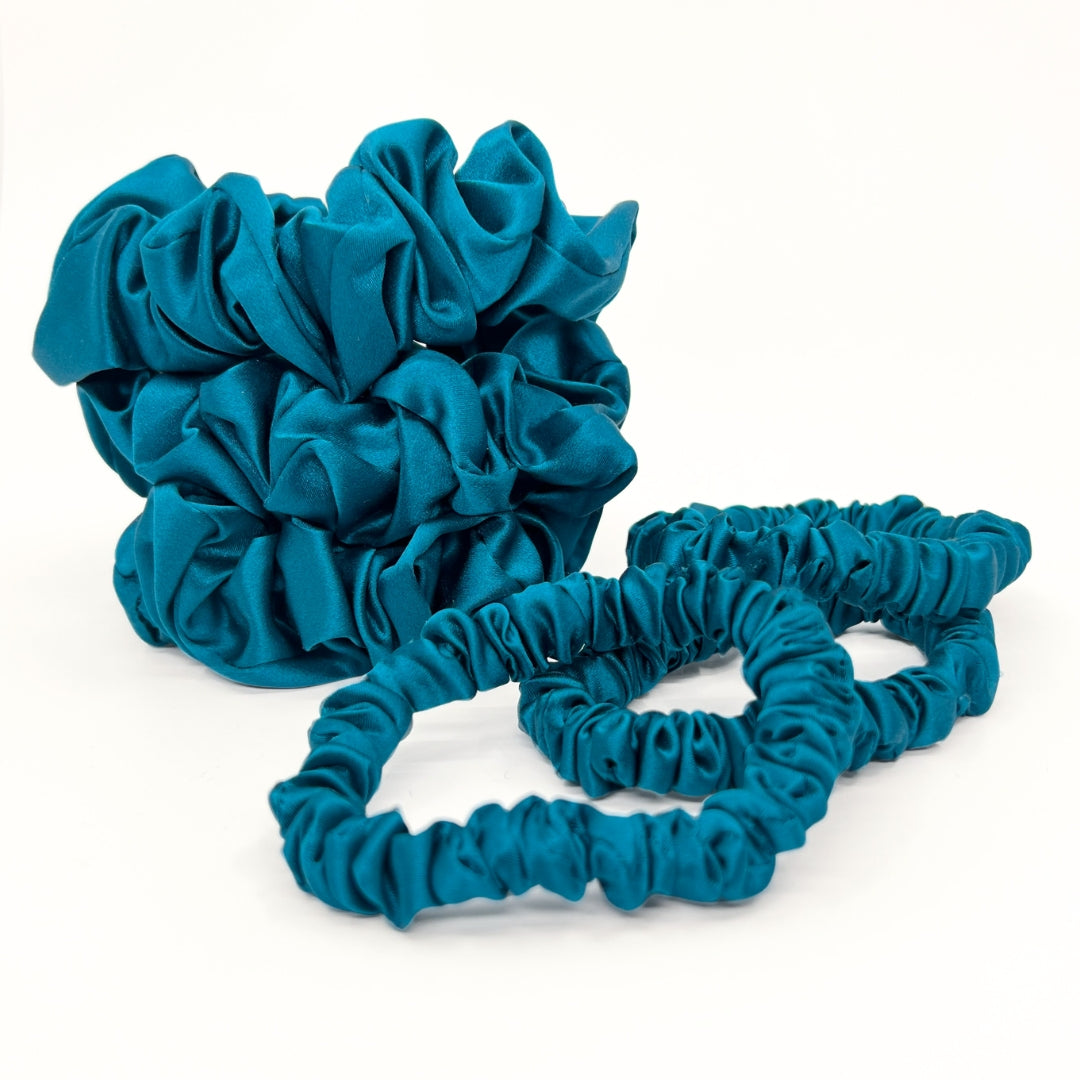 Mulberry Park Silks Pure Silk Scrunchies - Marina Blue
