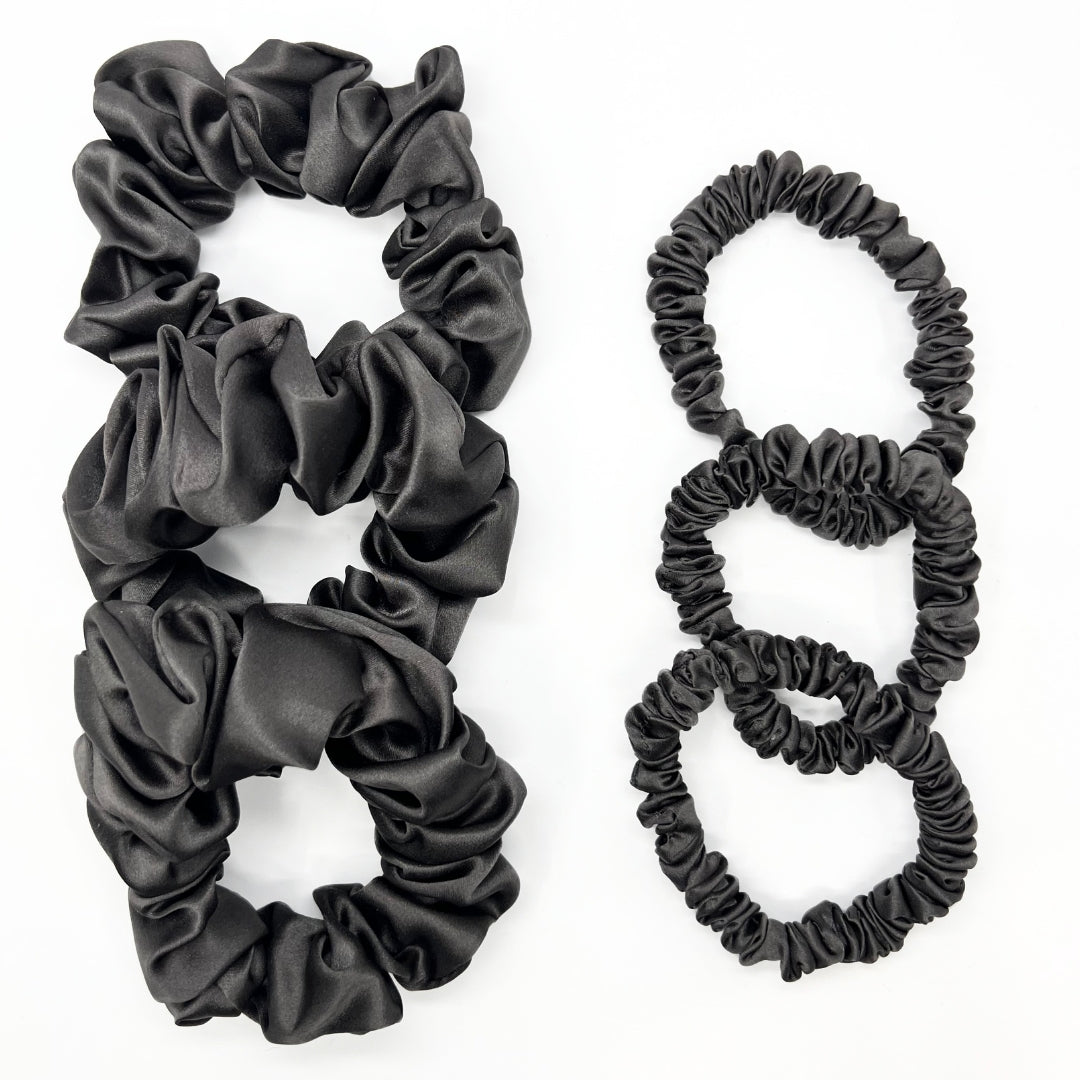 Mulberry Park Silks Pure Silk Scrunchies - Storm Grey