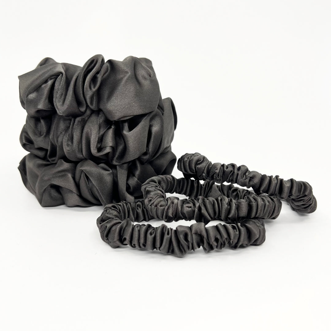 Mulberry Park Silks Pure Silk Scrunchies - Storm Grey