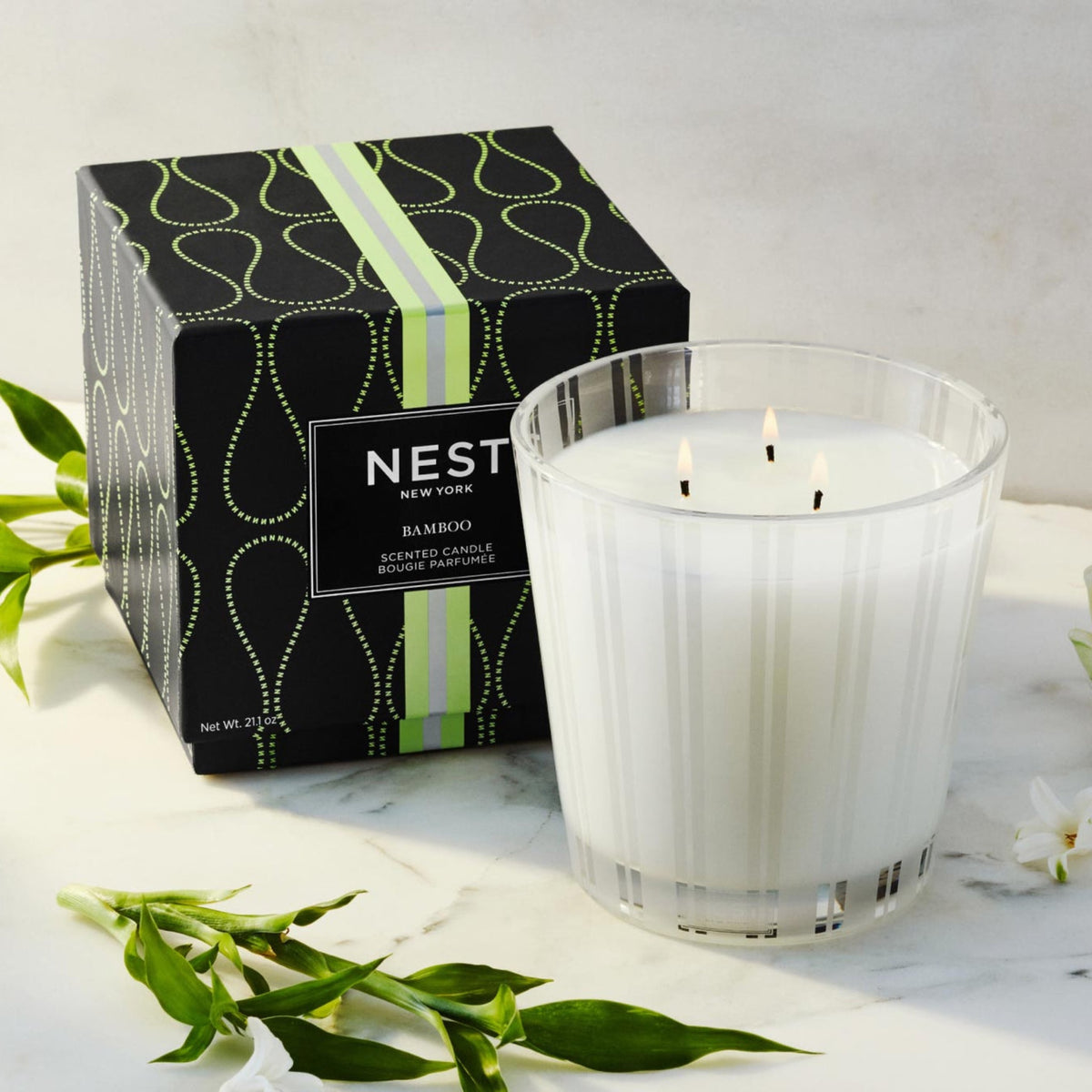 Lifestyle of Nest New York Bamboo 3-Wick Candle with Box
