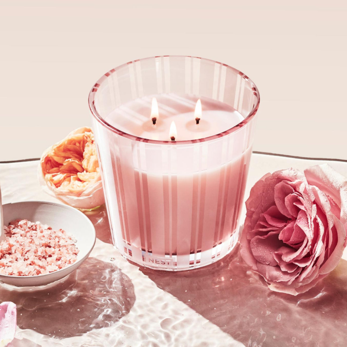 Lifestyle Photo of Nest New York Himalayan Salt &amp; Rosewater 3-Wick Candle