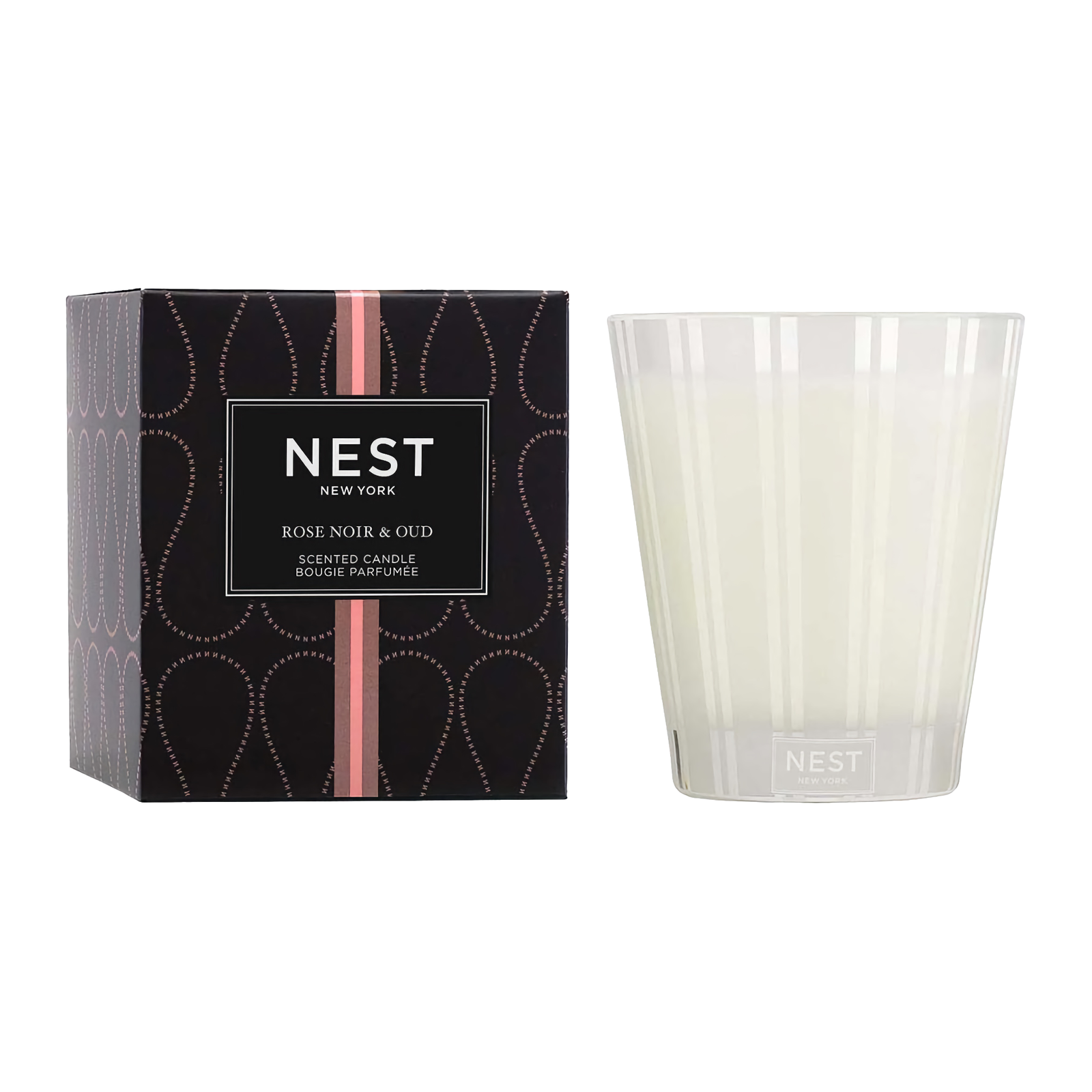 Nest New York Rose Noir and Oud Candle with Rose Background