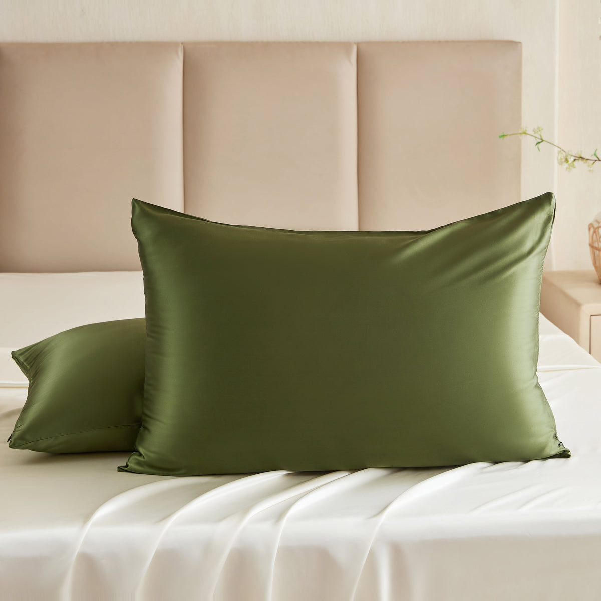 Mulberry Park Silks Luxury 19 Momme Pure Silk Pillowcase - Olive