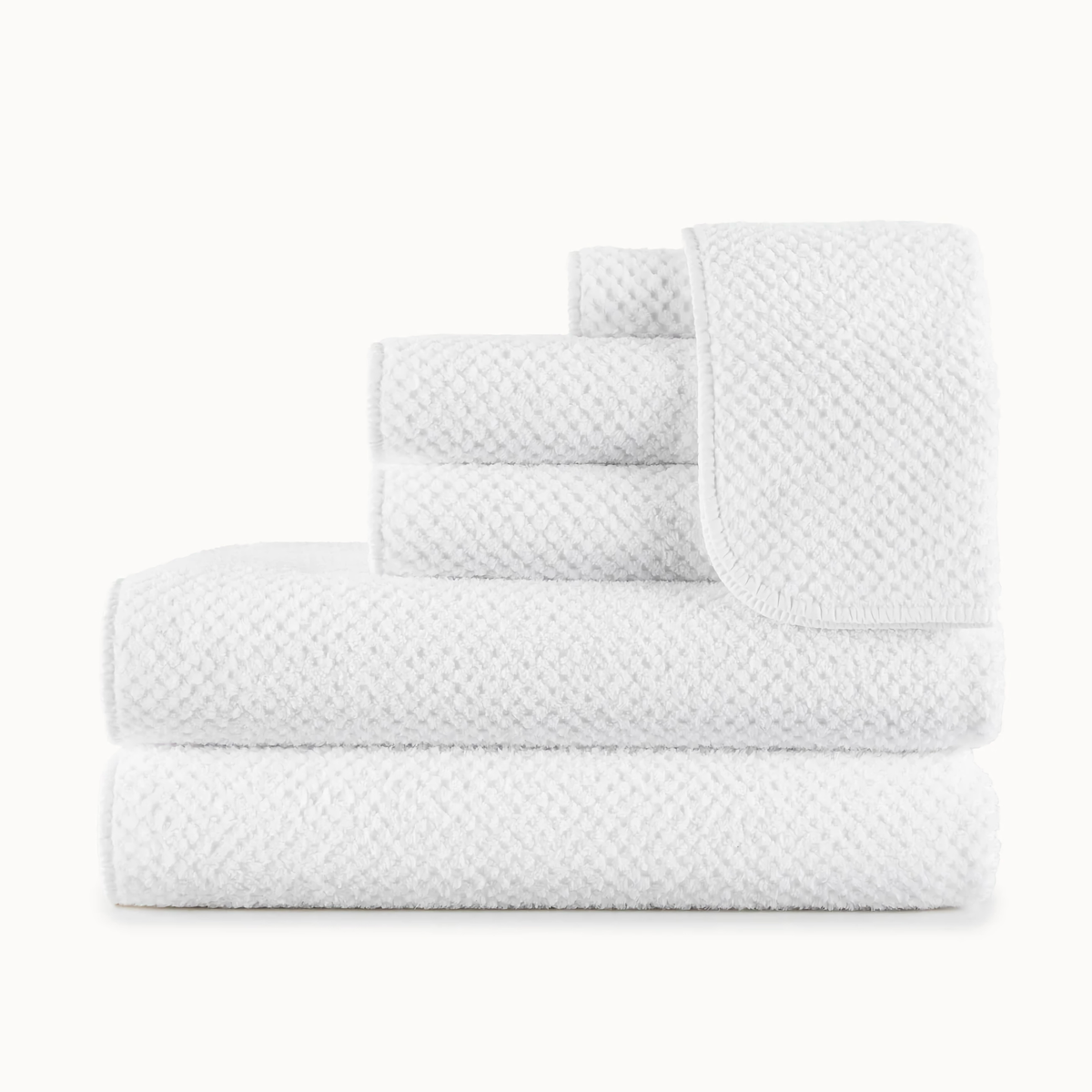 6 Pieces Set of Peacock Alley Catalina Bath Towel in White