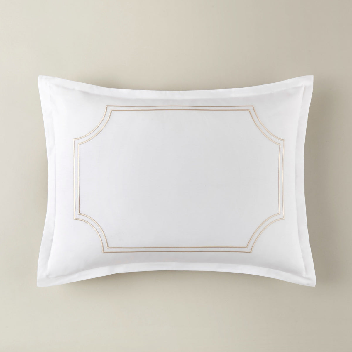 Sham Silo of Peacock Alley Deco Classic Embroidered Duvet Set in Linen color