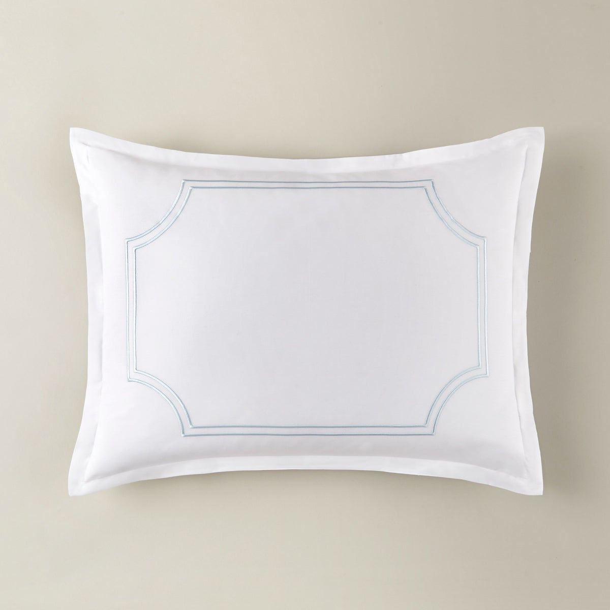 Sham Silo of Peacock Alley Deco Classic Embroidered Duvet Set in Sky color