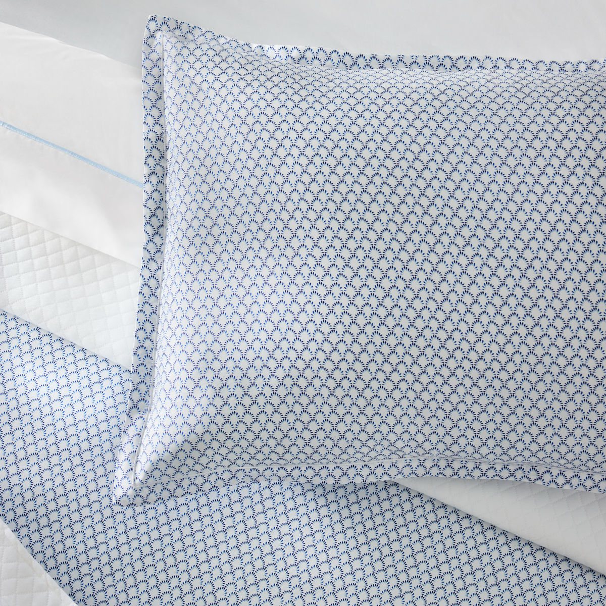 Sham Detail of Peacock Alley Demi Duvet Detail in Navy