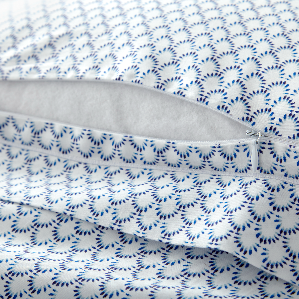 Zipper Detail of Peacock Alley Demi Duvet Cover and Shams in Navy