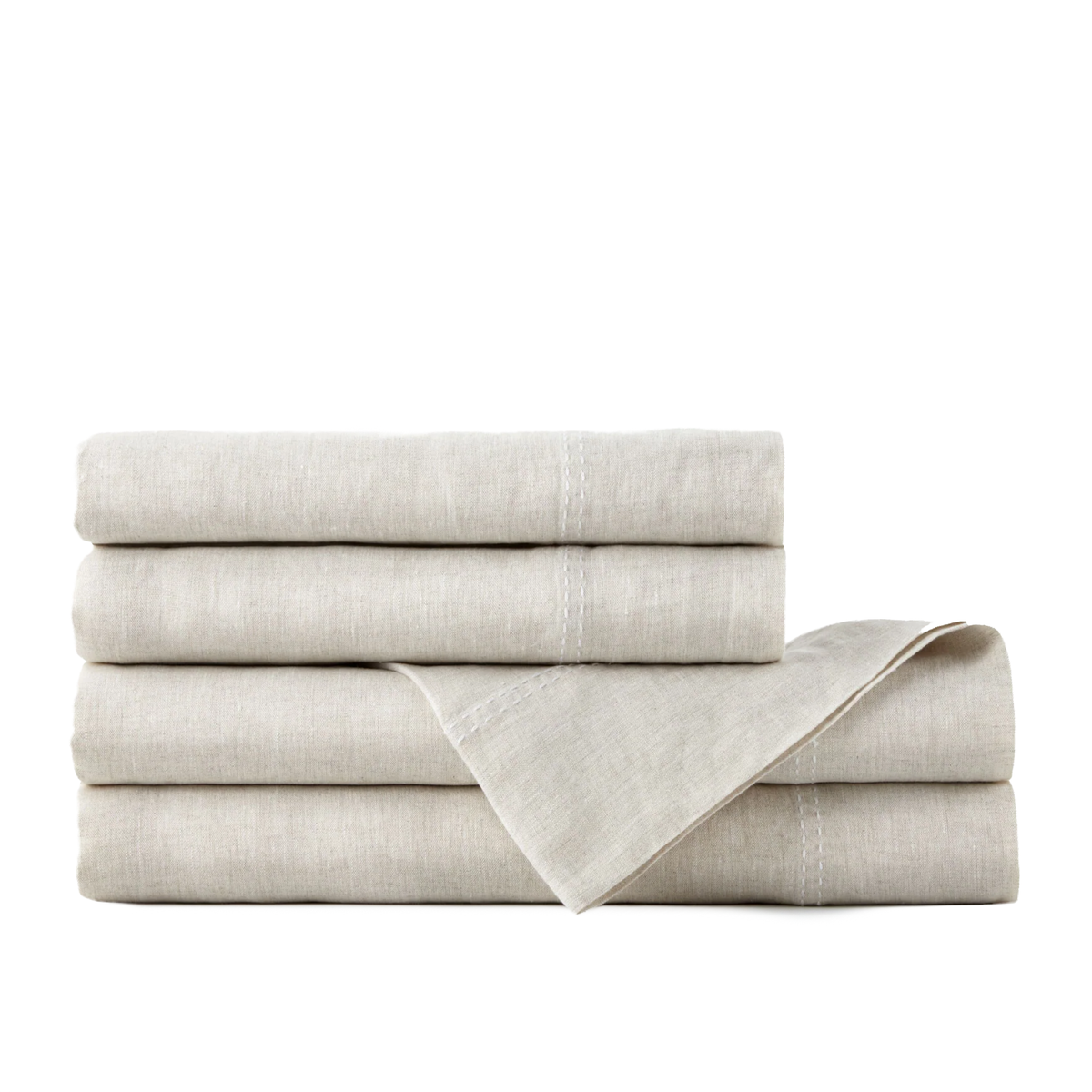 Sheet Set of Peacock Alley European Washed Linen Bedding in Natural Color