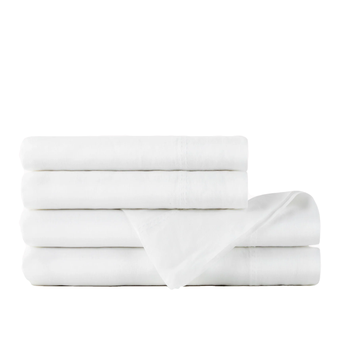 Sheet Set of Peacock Alley European Washed Linen Bedding in White Color