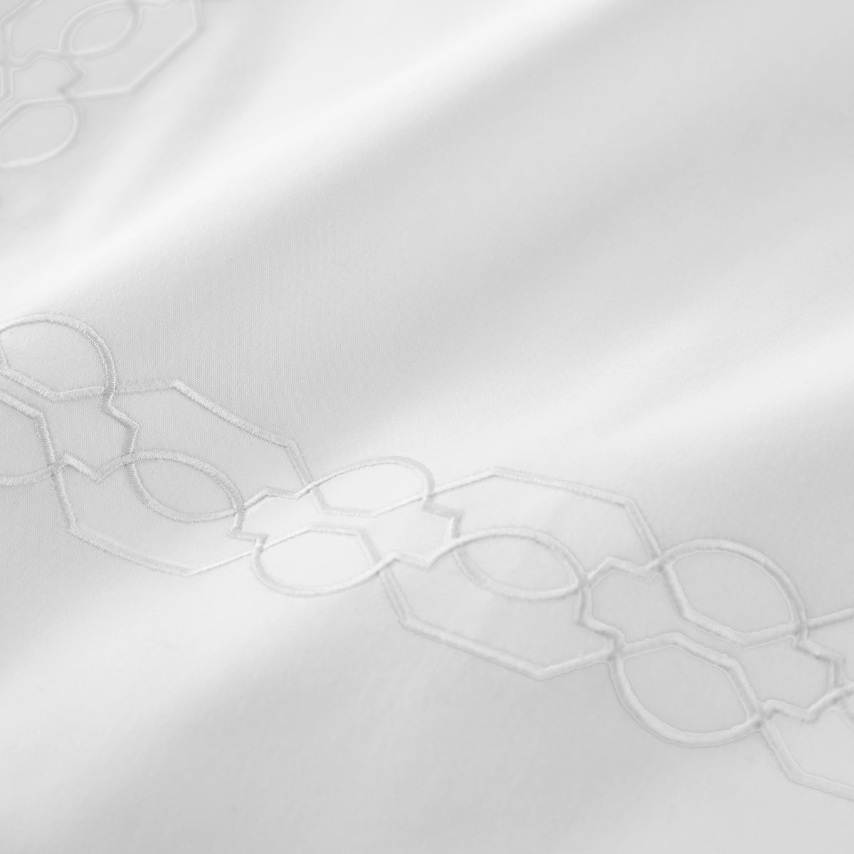 Swatch Sample of White Peacock Alley Filigree Classic Embroidered Duvet Set