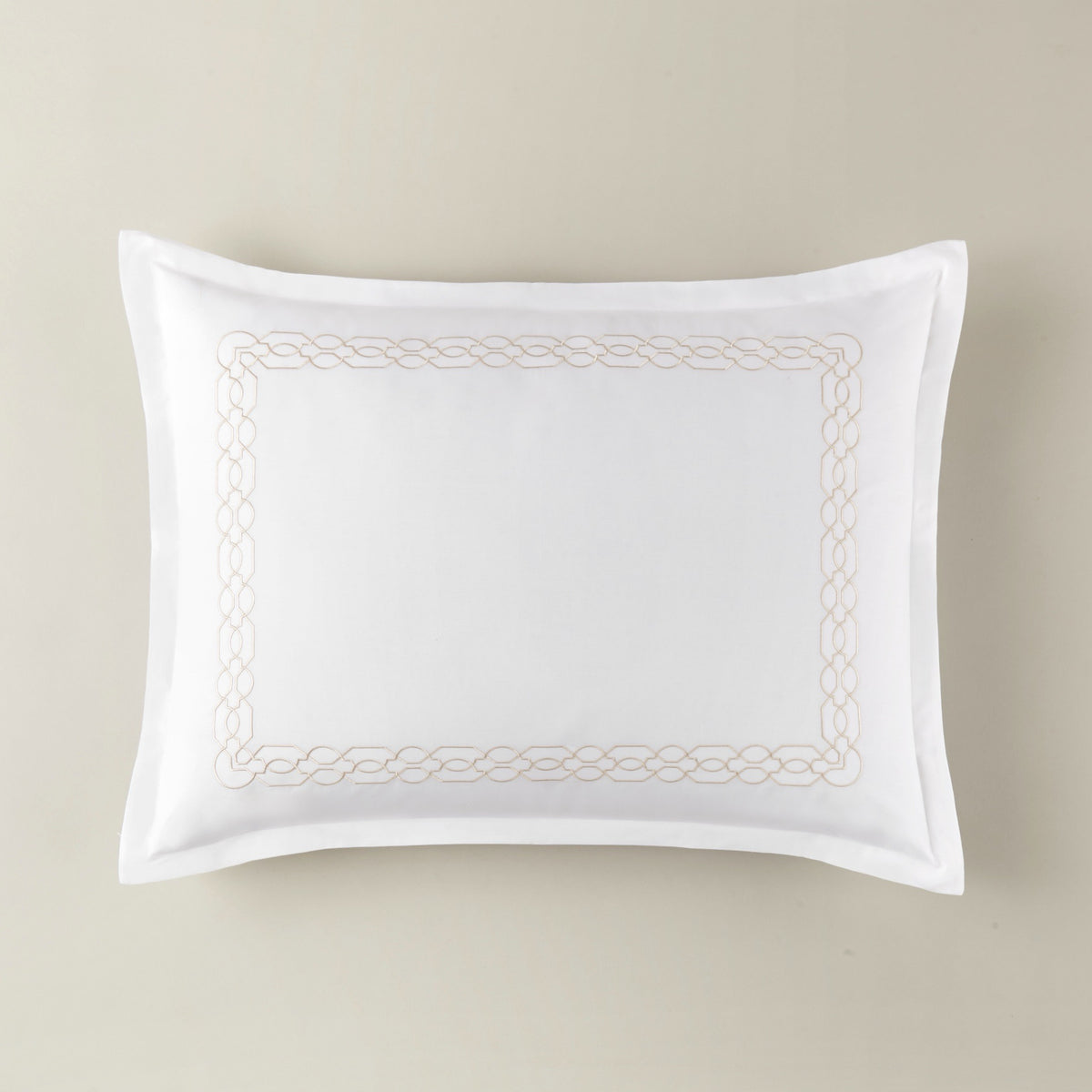 Sham Silo of Peacock Alley Filigree Classic Embroidered Duvet Set in Linen color