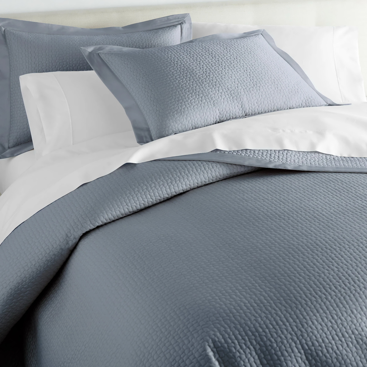 Closeup of Peacock Alley Hamilton Coverlet in Blue