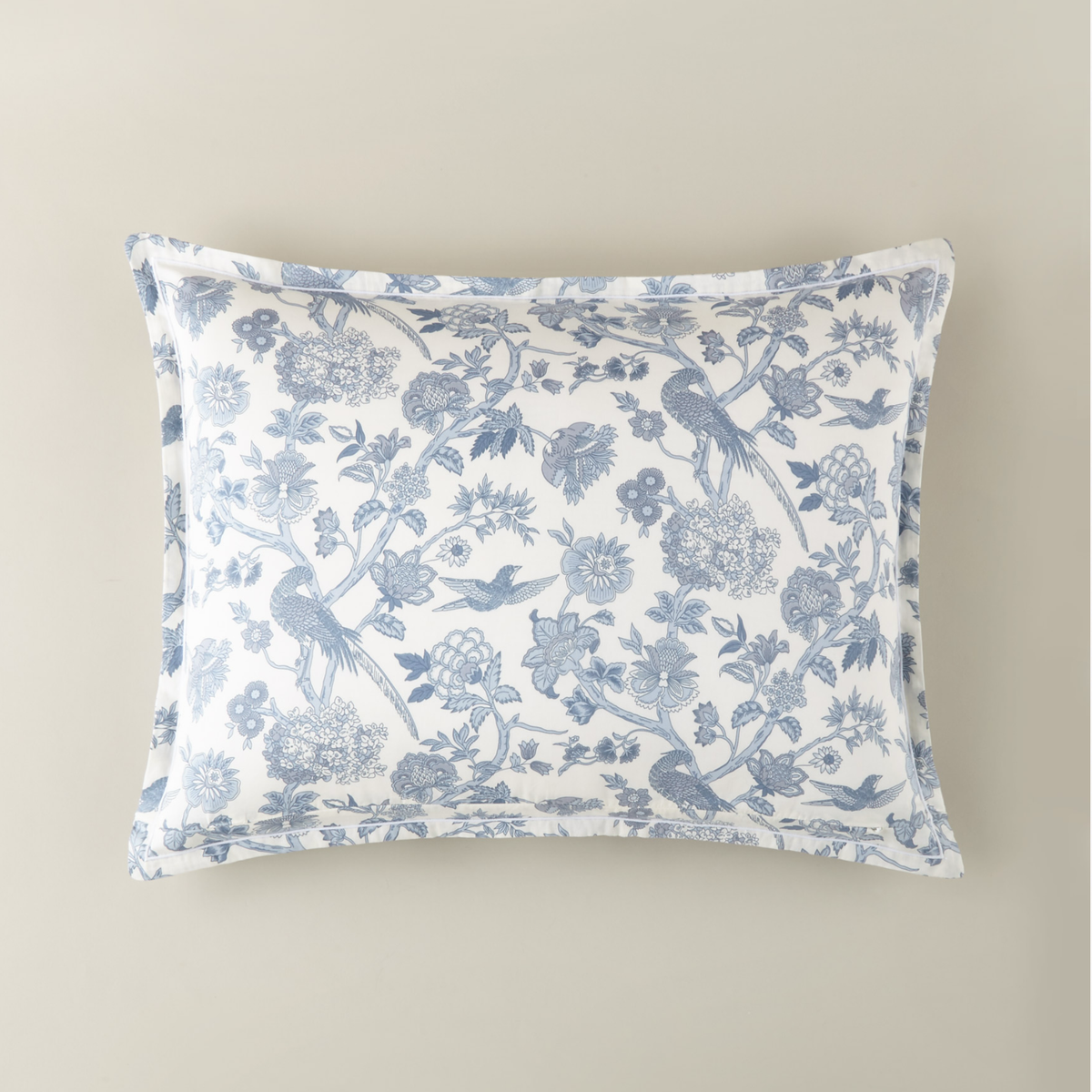 Botanical Detail of Peacock Alley Highgrove Toile Sham in Wedgewood color