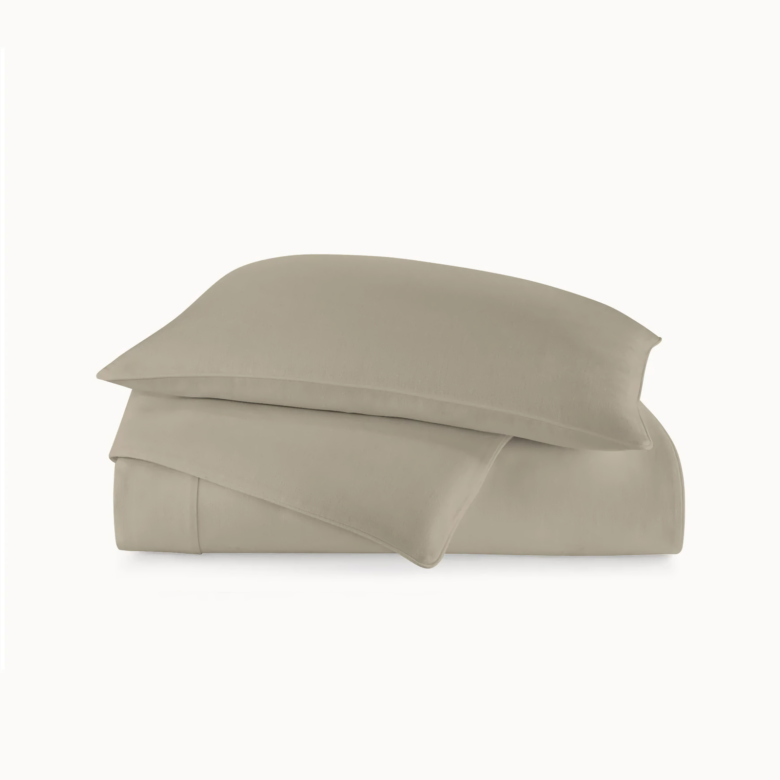 Stack of Peacock Alley Rio Corded Duvet Cover and Sham in Linen