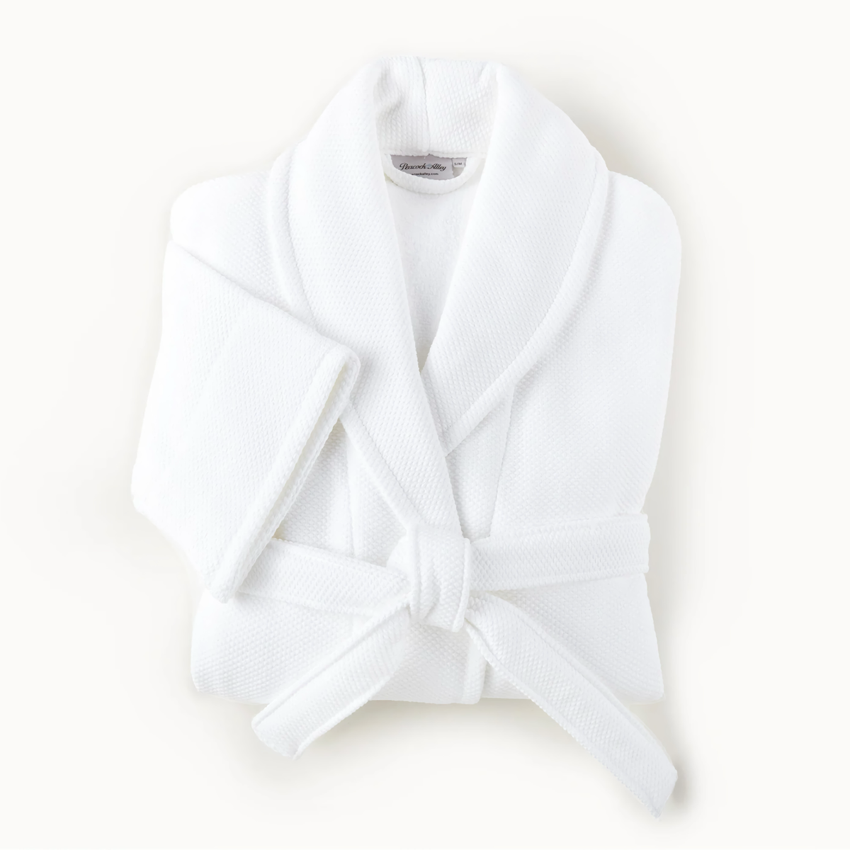 Folded White Peacock Alley Spa Bath Robe