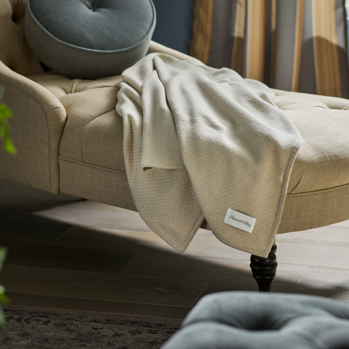 Linen Peacock Alley Vineyard Throw on Couch