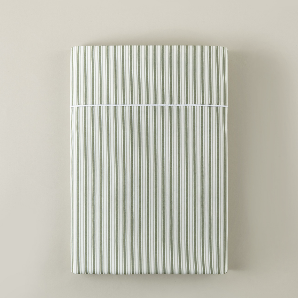Folded of Peacock Alley Windsor Stripe Sheet in Moss color
