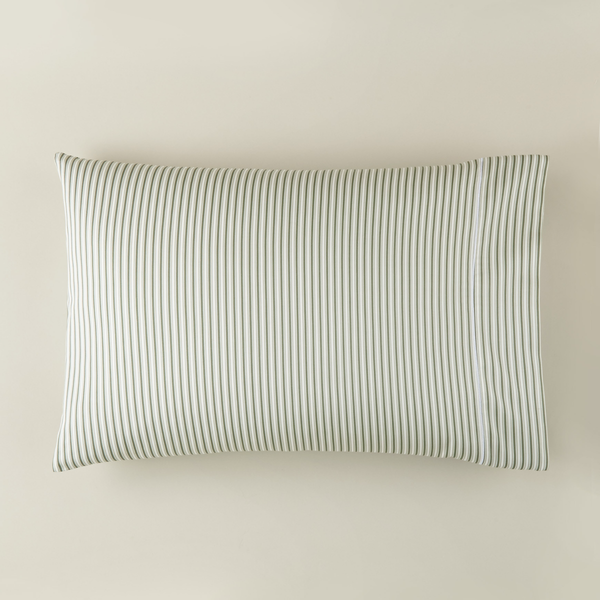 Pillowcase of Peacock Alley Windsor Stripe Sheet Set in Moss color