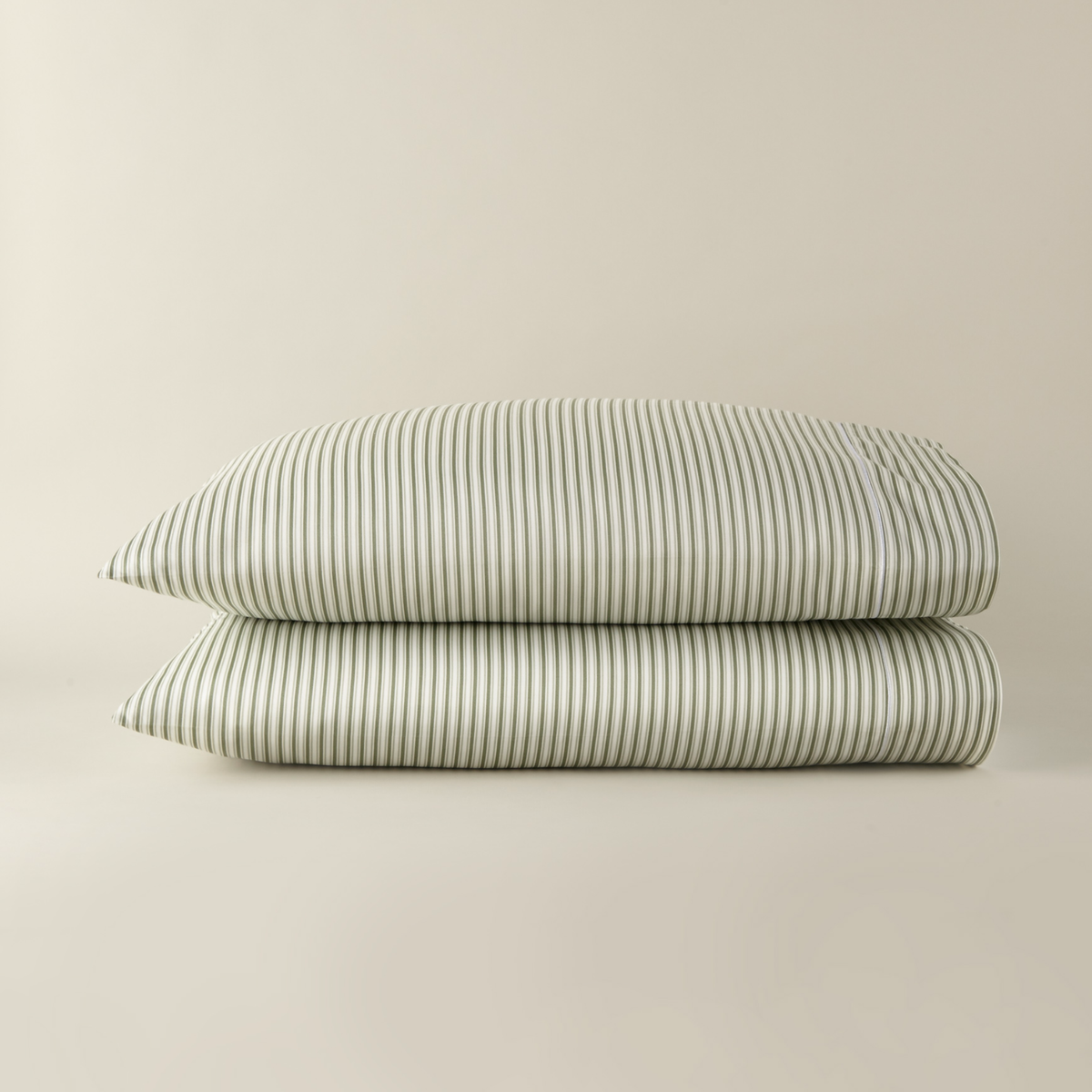 Pillowcases of Peacock Alley Windsor Stripe Sheet Set in Moss color