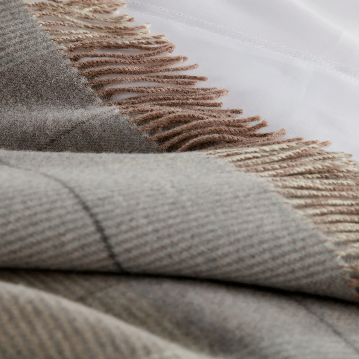 Fringe Detail of Peacock Alley York Throw in Blue