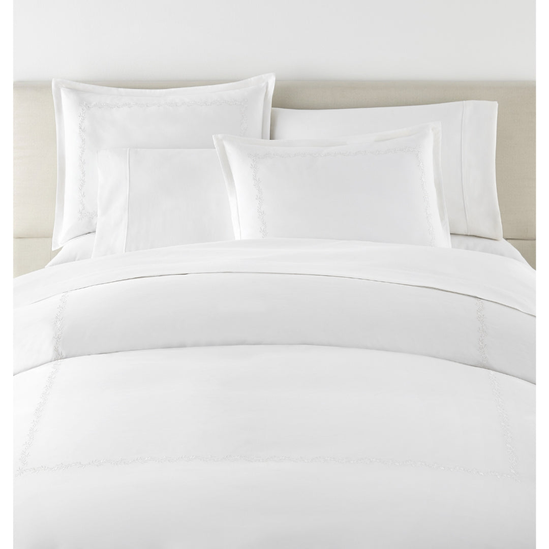 Peacock Alley Ivy Duvet Cover and Shams - White - bed